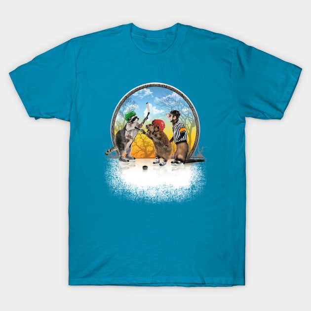 Hockey Critter Classic (Wilderness Smack-down) T-Shirt by eBrushDesign